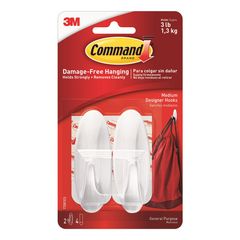Gancho Command, Mediano, Blanco, 2 piezas