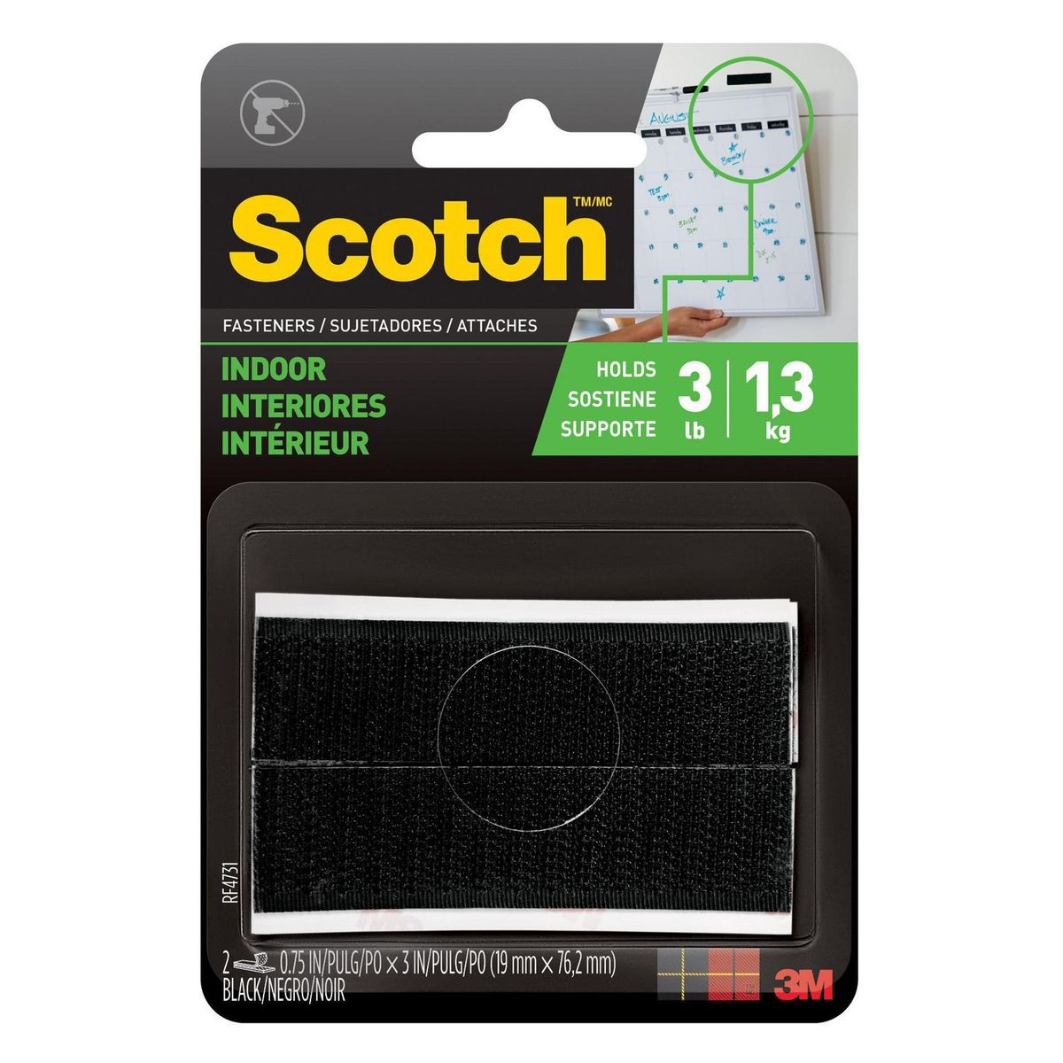 3M - Sujetadores Negros para Interiores, 2 Pares de Tiras