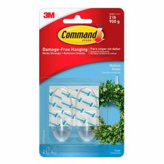 Gancho Command Transparente, Mediano, 2 und