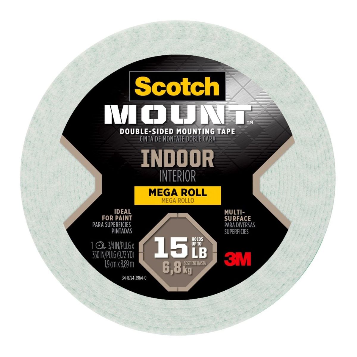 Cinta doble cara Scotch para interiores, 1 Rollo de 19 mm x 8.9 m, marca Scotch - Foto Principal