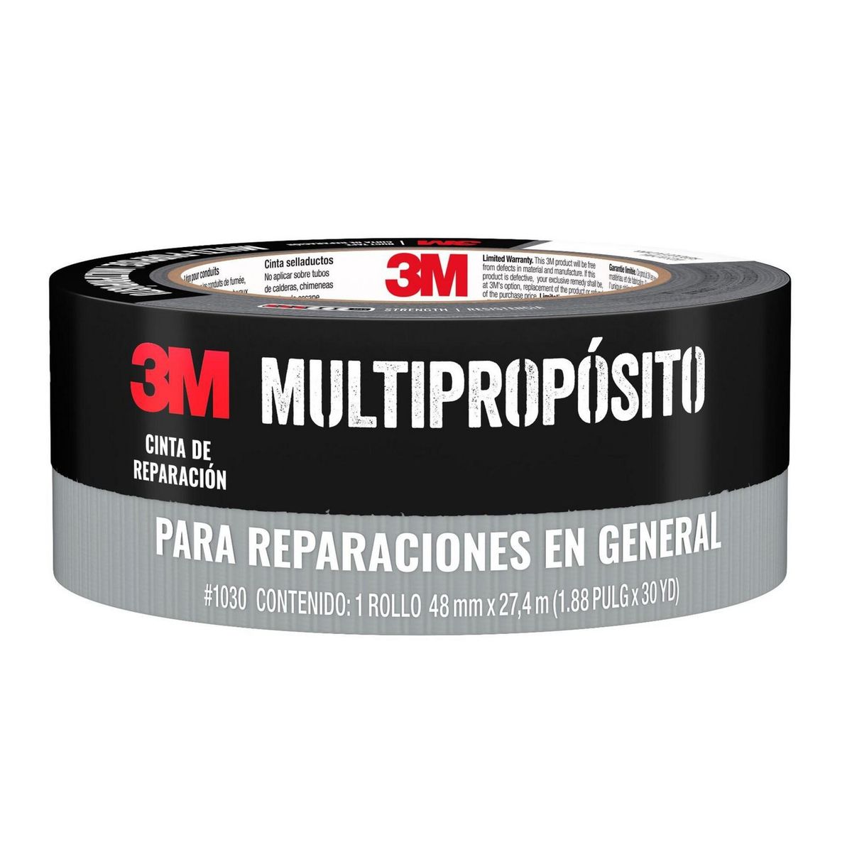 Cinta para ductos multiusos 3M, 1 rollo 48 mm x 27.4 m, color gris, marca 3M - Foto Principal