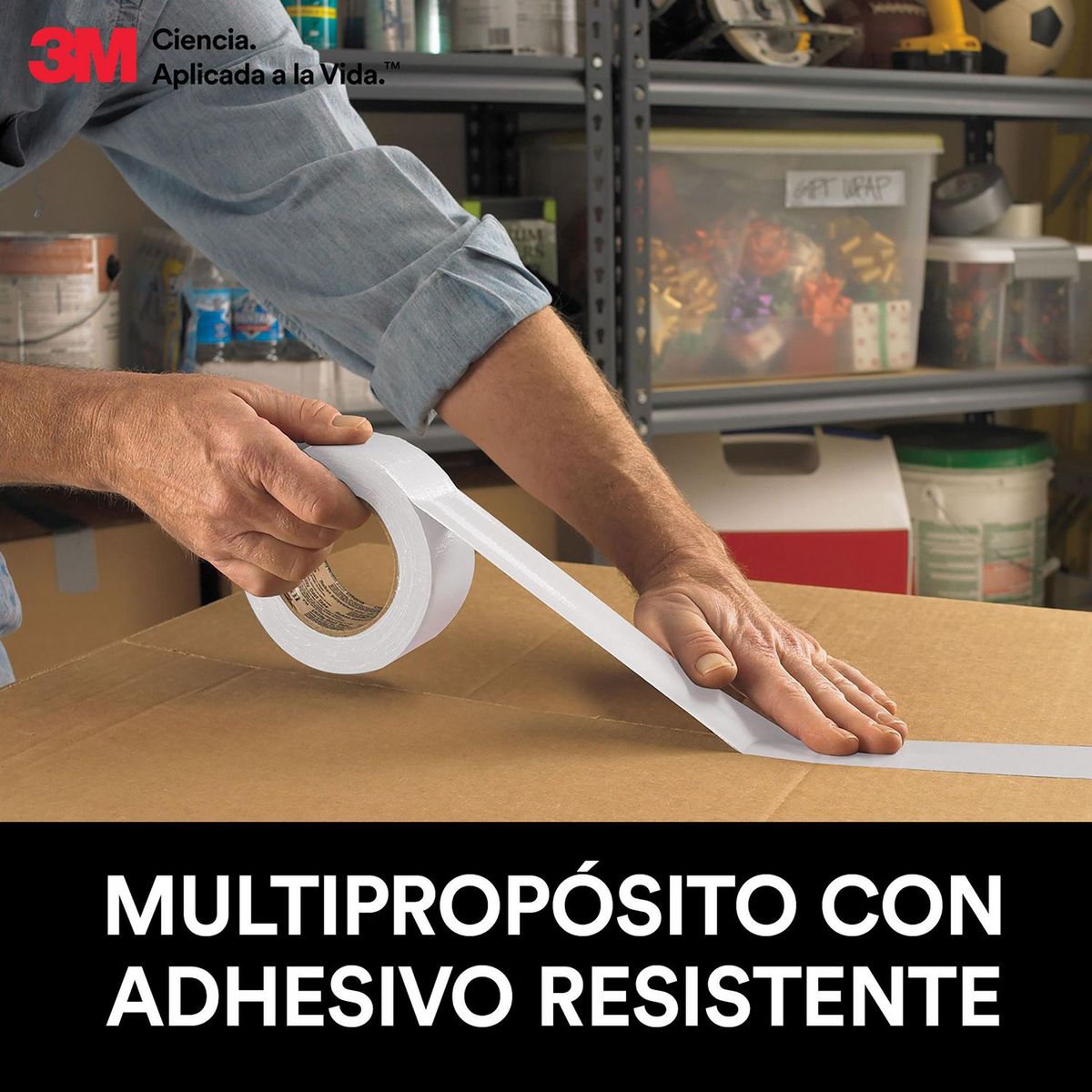 3M - Cinta para ductos 3M, 1 rollo 48 mm x 18.2 m, color blanco