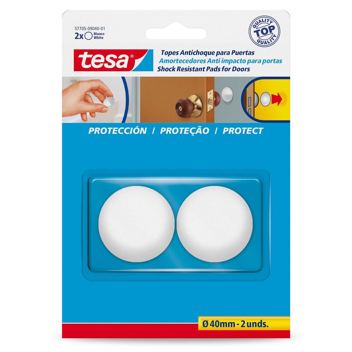 Protector antichoque para puertas 40 mm blanco 2 piezas, marca Tesa - Foto Principal