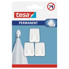 Gancho permanente rectangular 3 piezas blanco