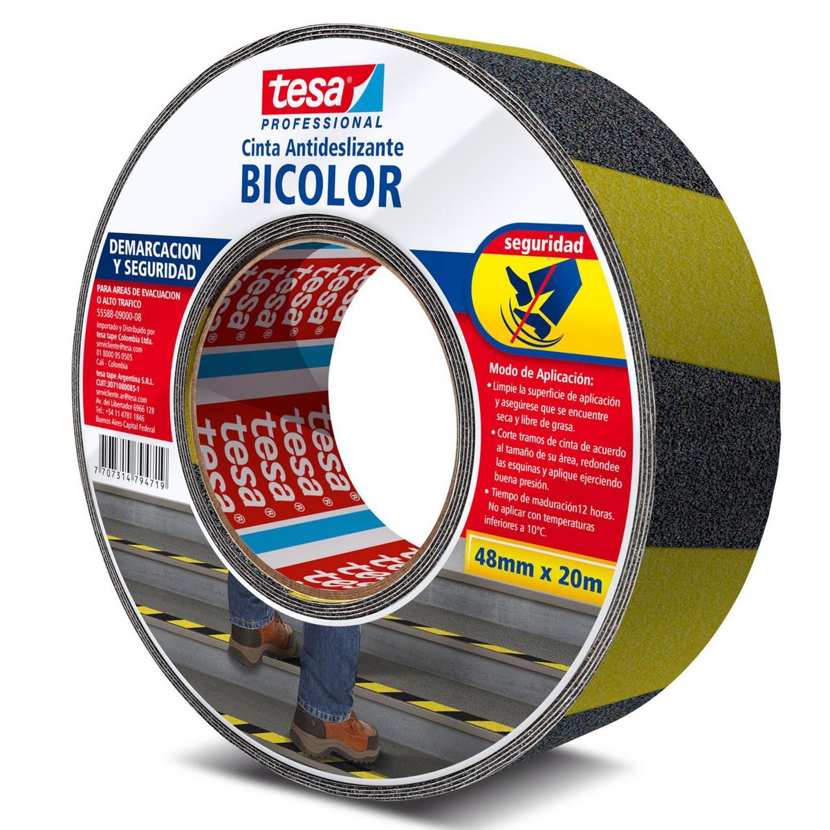 Cinta antideslizante bicolor 48 mm x 20 m, marca Tesa - Foto Principal
