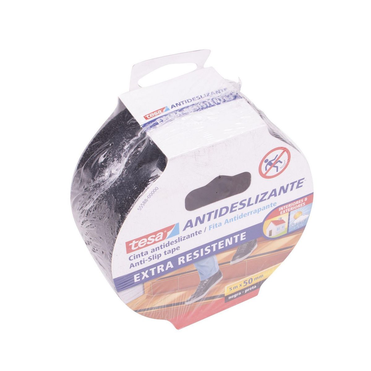 Tesa - Cinta antideslizante uso general negra 50 mm x 5 m