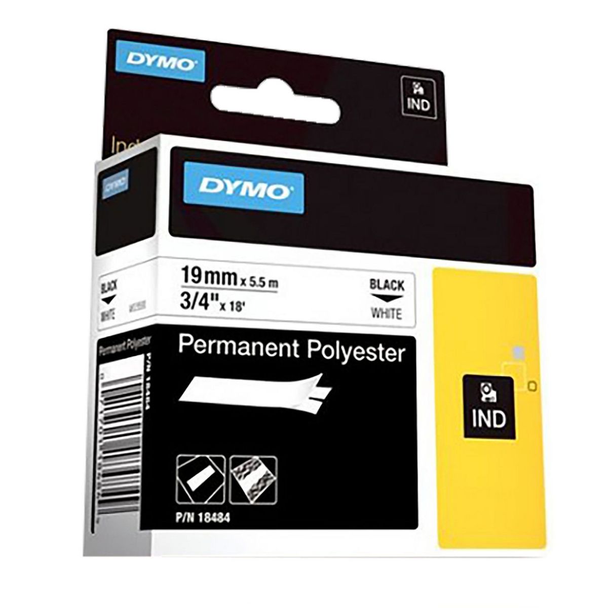 Dymo - Etiqueta de poliéster 3/4" blanca