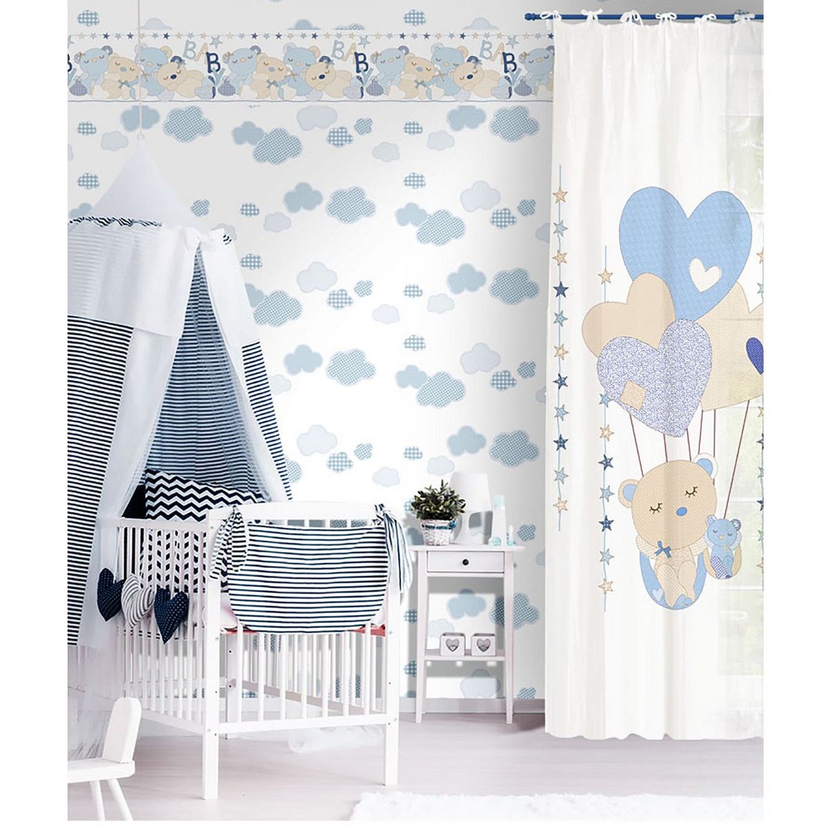 Parato - Papel tapiz Favola Nubes de 53 cm x 10 m Blanco/ Azul