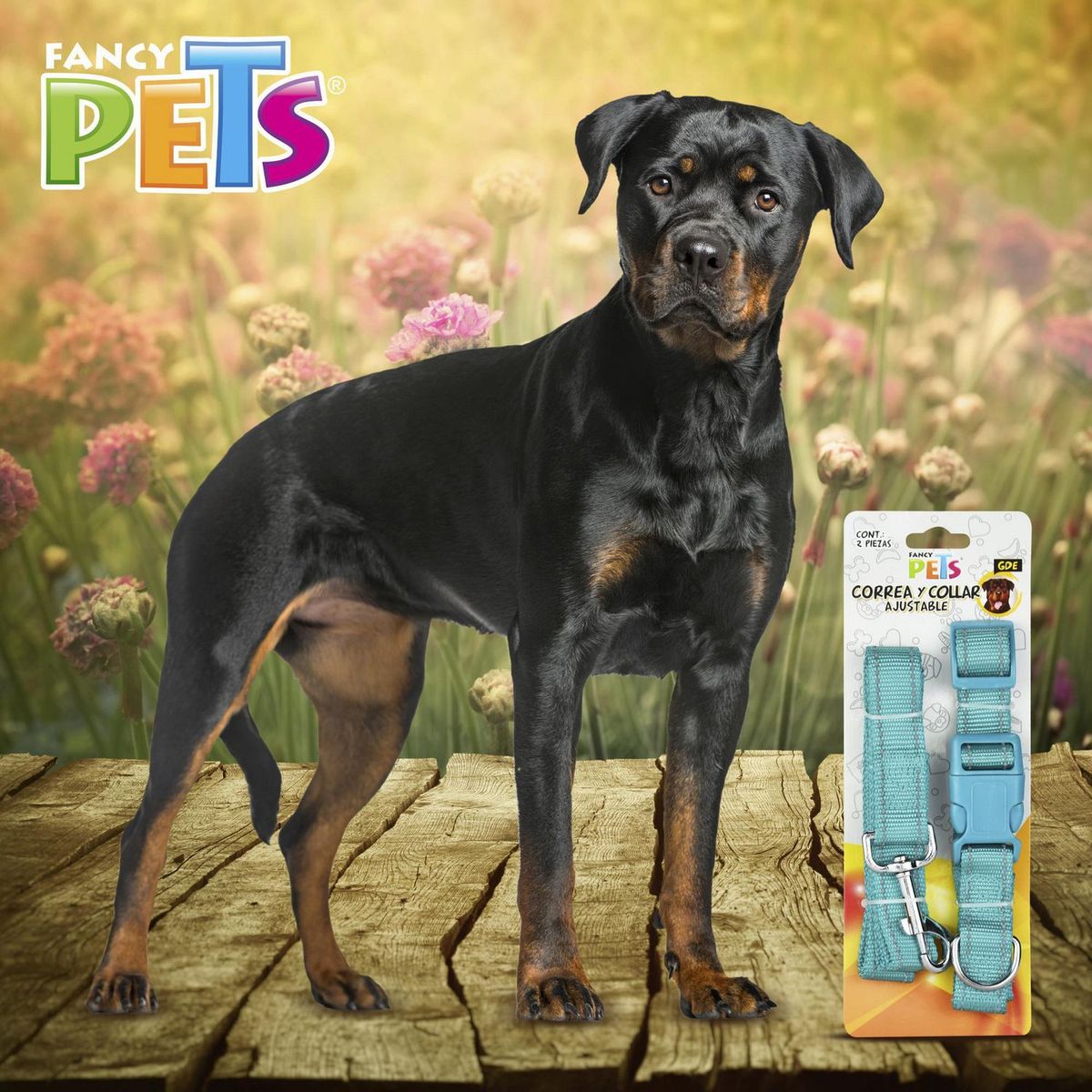Correa collar nylon c/bandas reflejantes grande, marca Fancy Pets - Foto 2
