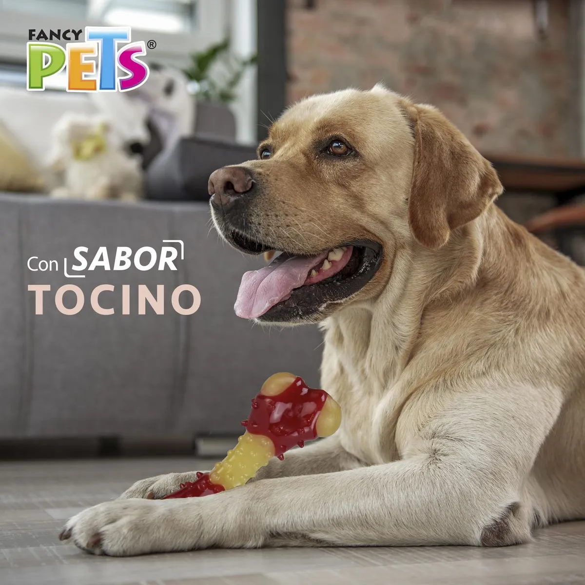 Fancy Pets - Juguete dental hueso sabor tocino mediano
