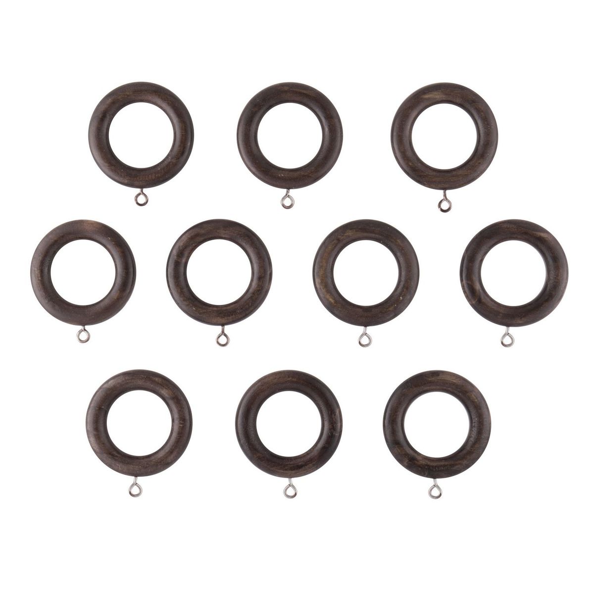 Set 10 argollas grandes madera chocolate c/barniz, marca Construmart - Foto Principal