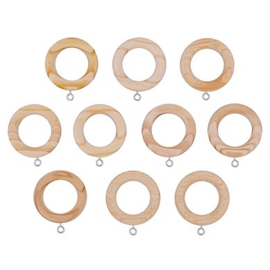Set de 10 argollas grandes de madera natural para cortina