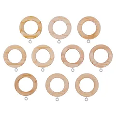Set de 10 argollas grandes de madera natural para cortina
