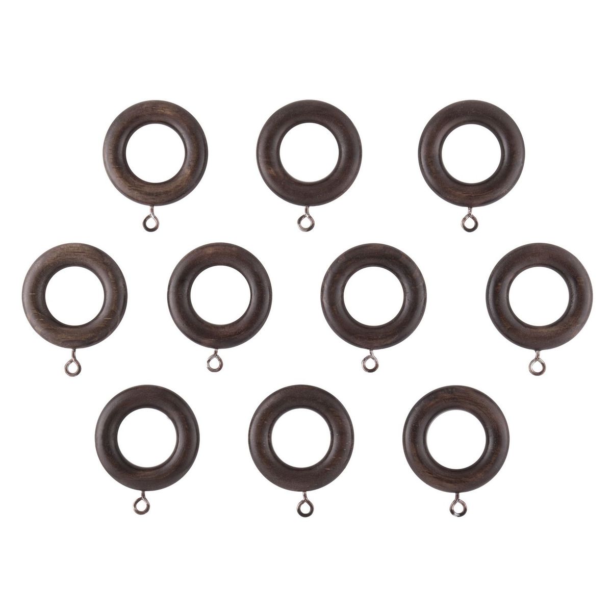 Construmart - Set 10 argollas chicas madera chocolate c/barniz