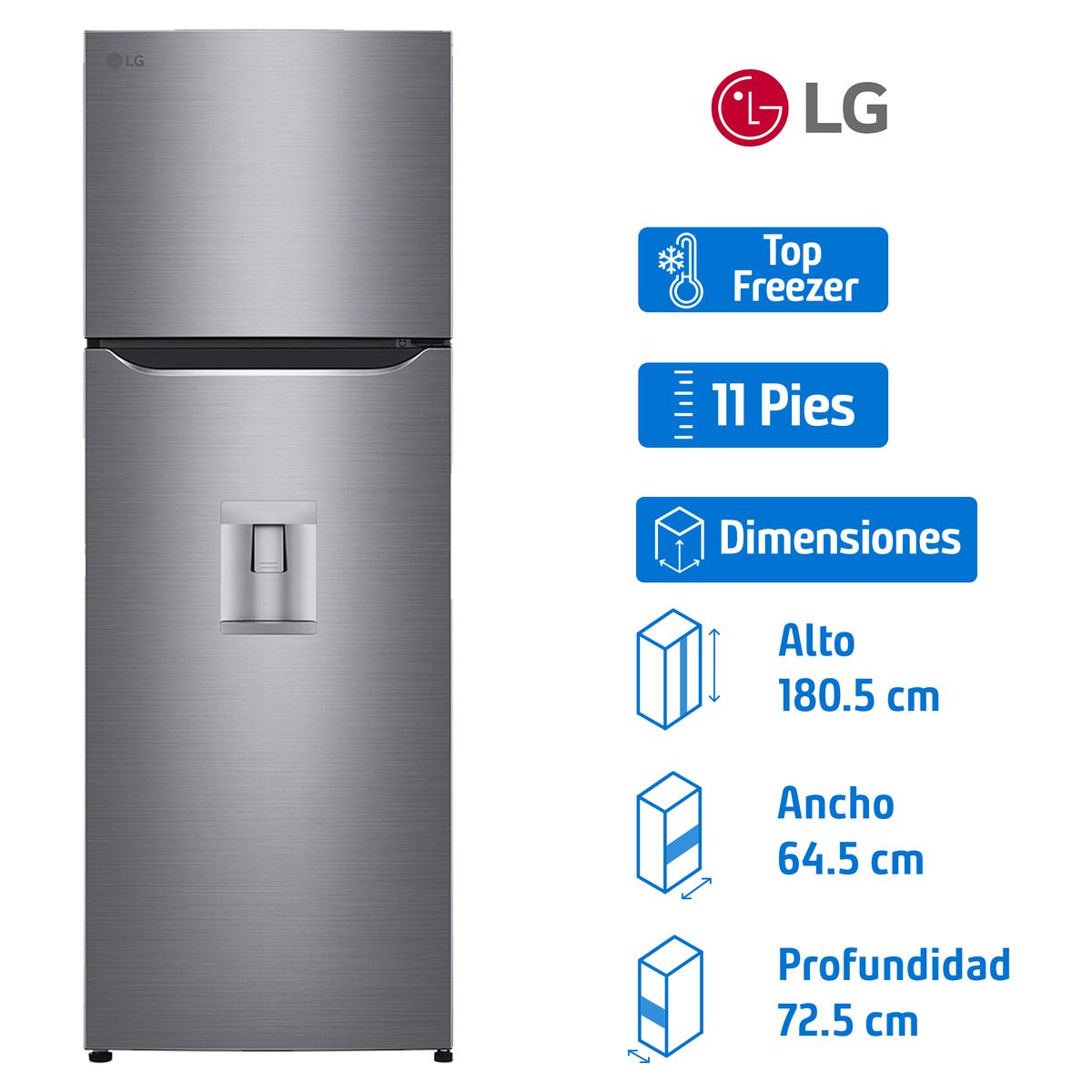 Lg - Refrigerador Lg 11 pies3 Top Freezer Gris GT35WP