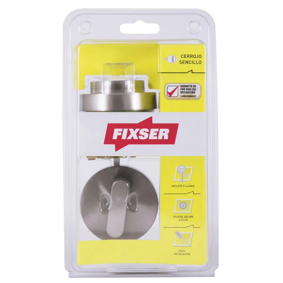 Fixser - Cerrojo rdt sencillo níquel satín cp