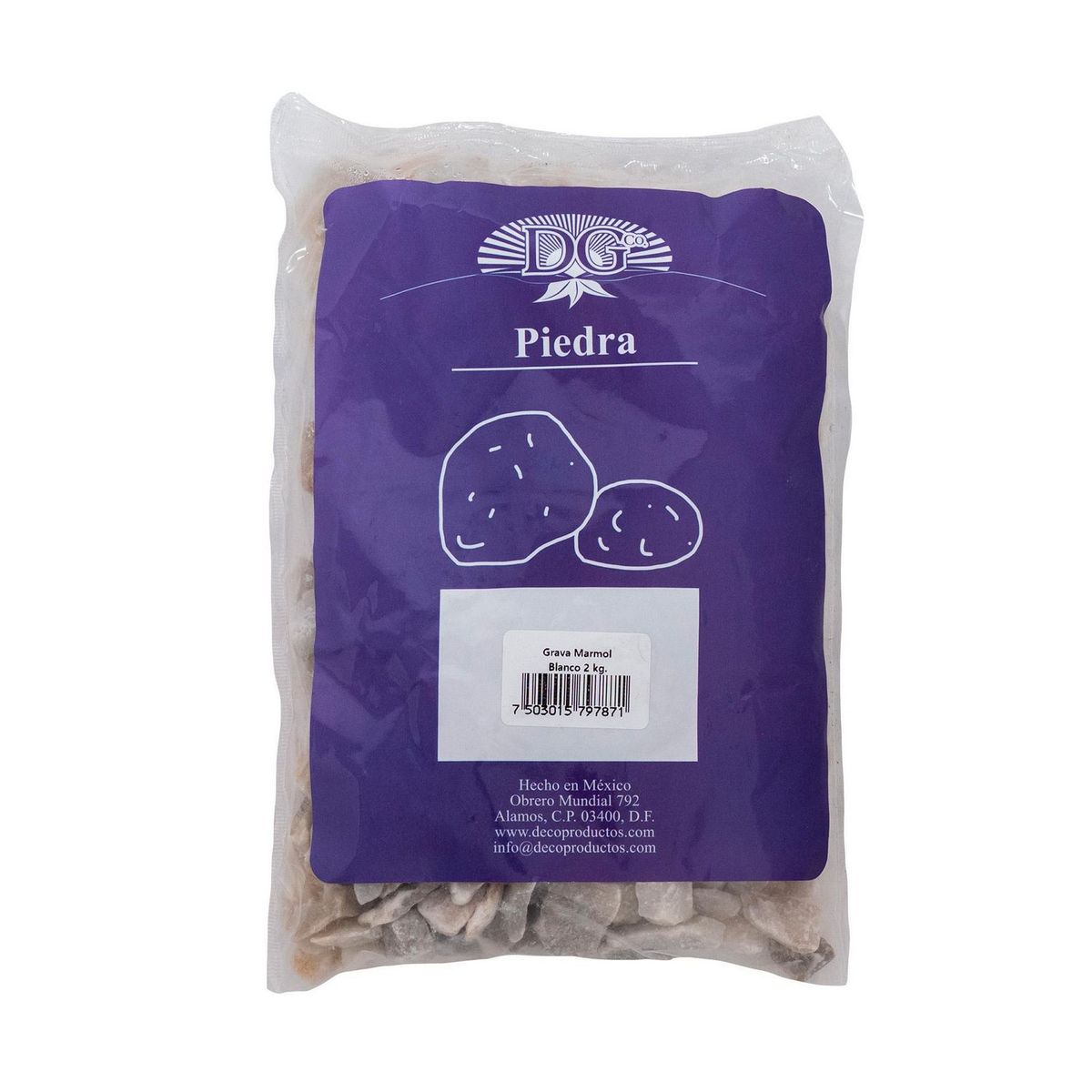 Grava de mármol blanco 2 kg, marca Decoproductos Garden - Foto 2