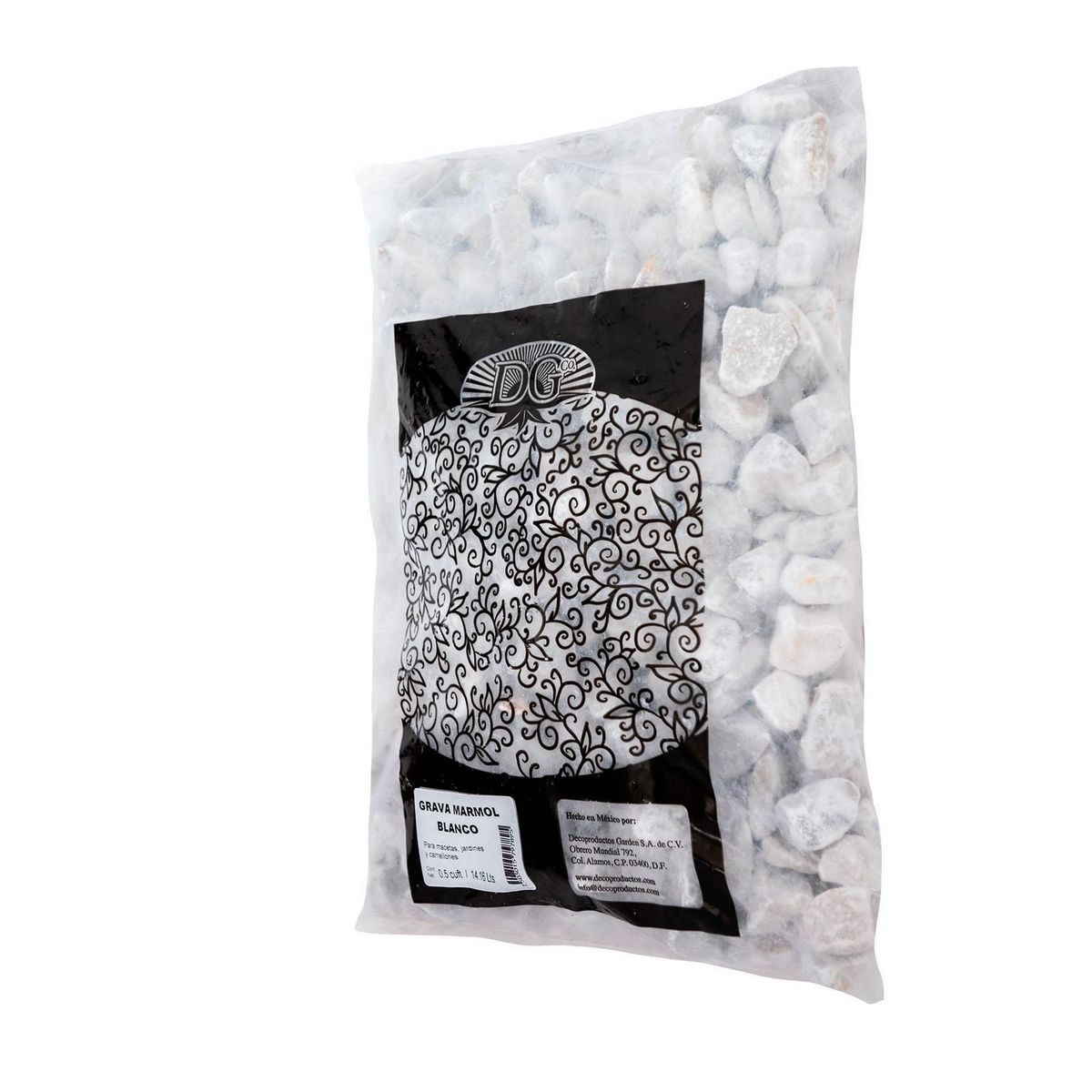 Decoproductos Garden - Grava de mármol blanco 0.5 pies cúbicos