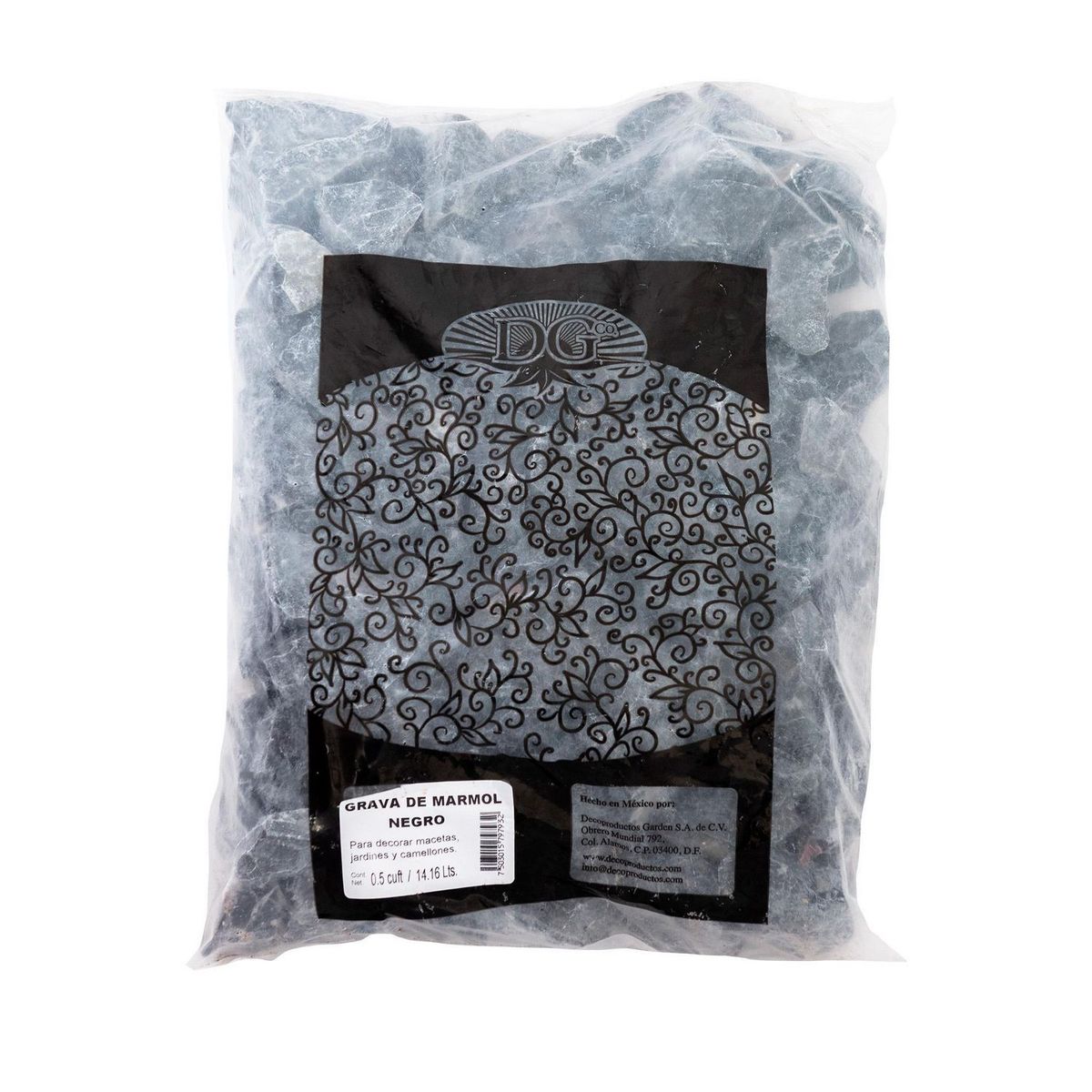 Decoproductos Garden - Grava de mármol negro 0.5 pies cúbicos