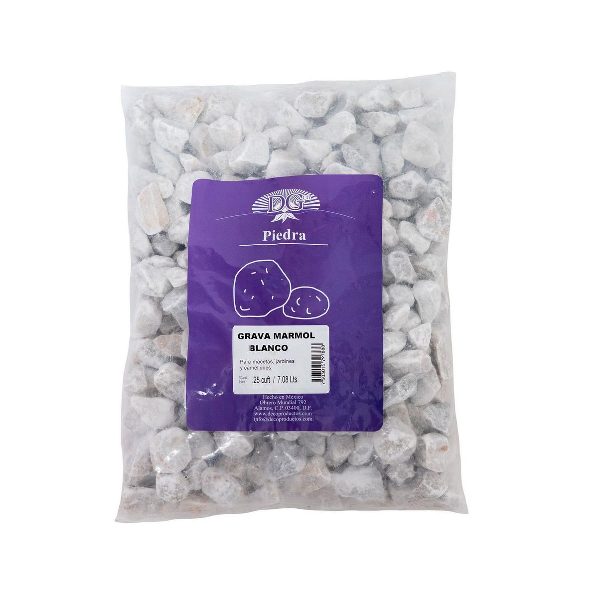Grava de mármol blanco 0.25 pies cúbicos, marca Decoproductos Garden - Foto 2