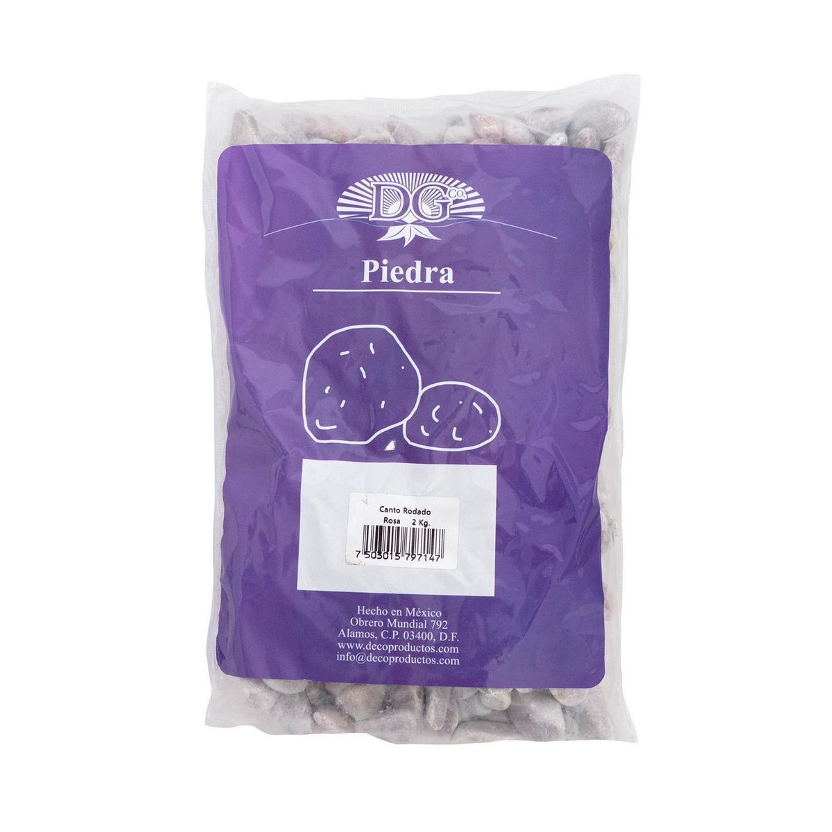 Decoproductos Garden - Canto rodado rosa 2 kg