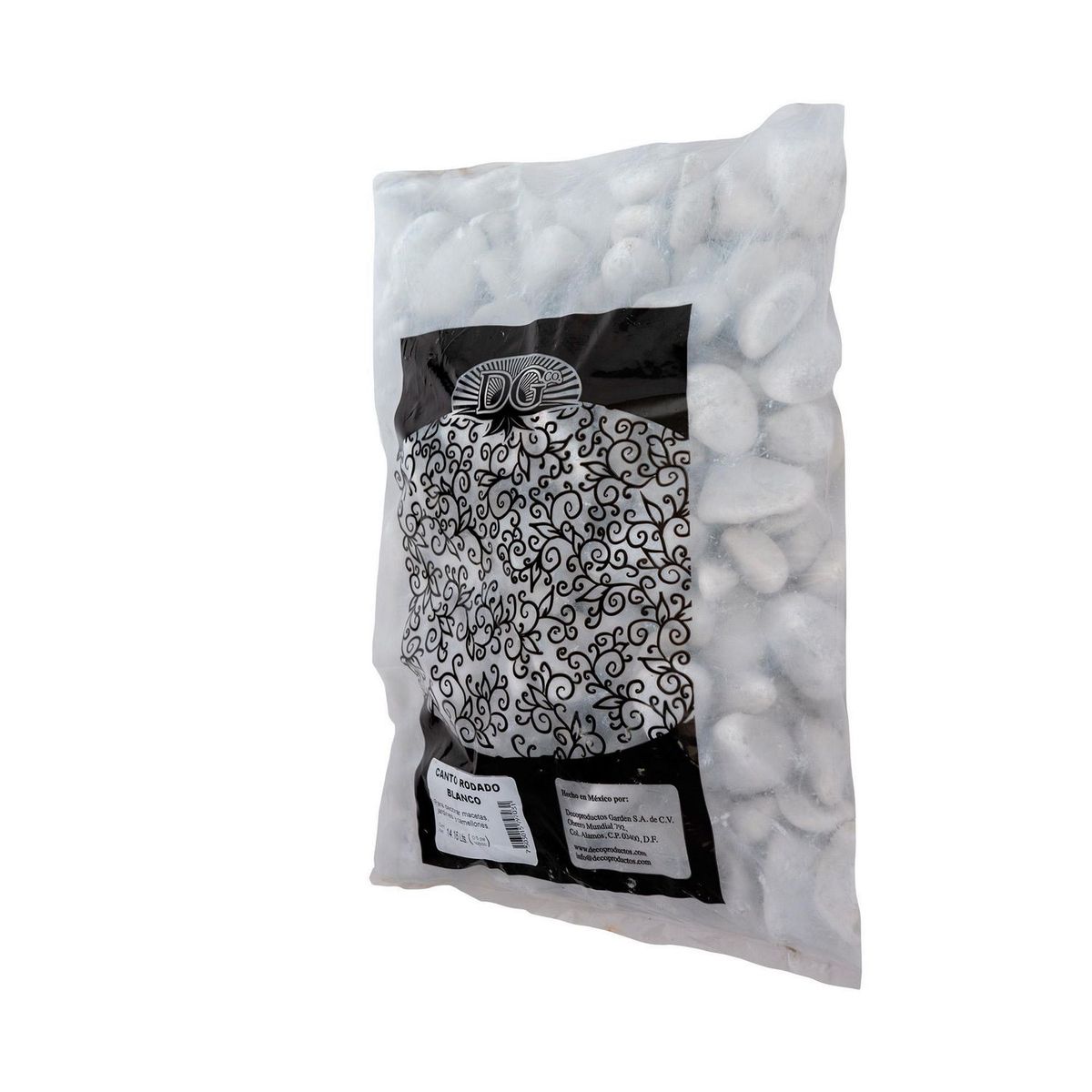 Decoproductos Garden - Canto rodado blanco 0.5 pies cúbicos