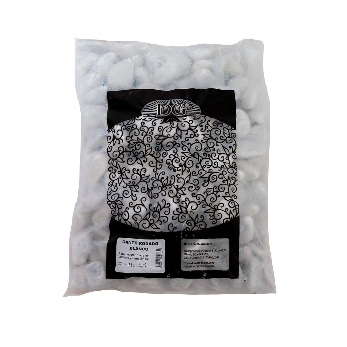 Decoproductos Garden - Canto rodado blanco 0.5 pies cúbicos