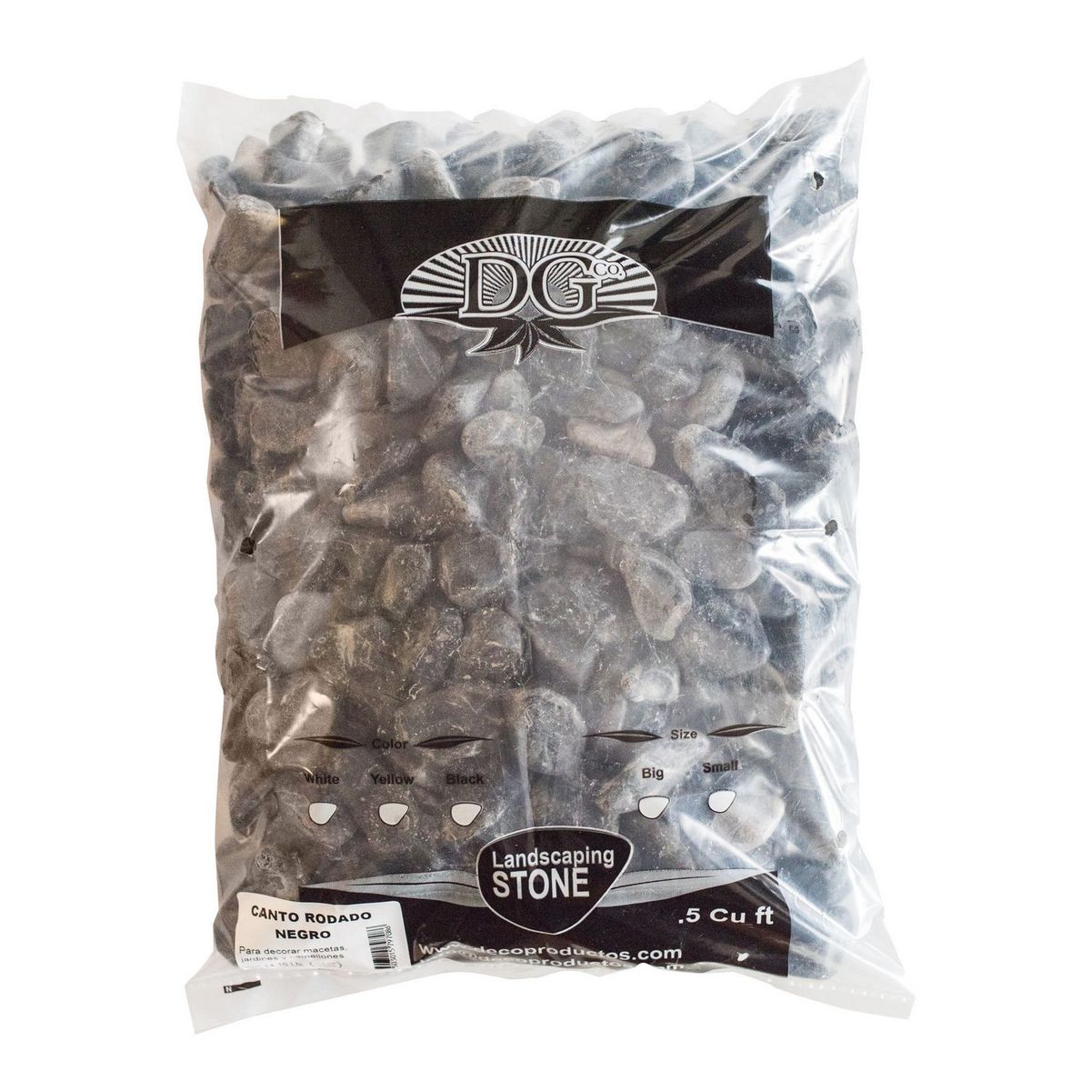 Canto rodado negro 0.5 pies cúbicos, marca Decoproductos Garden - Foto Principal