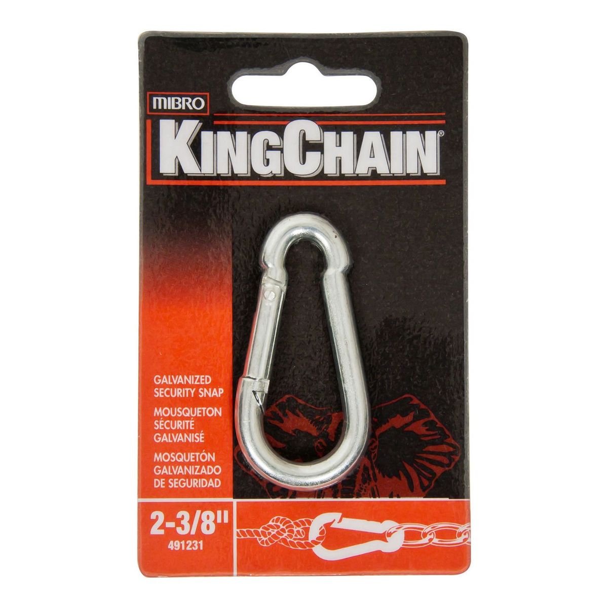 Mosquetón galvanizado 2 3/8", marca Kingchain - Foto Principal