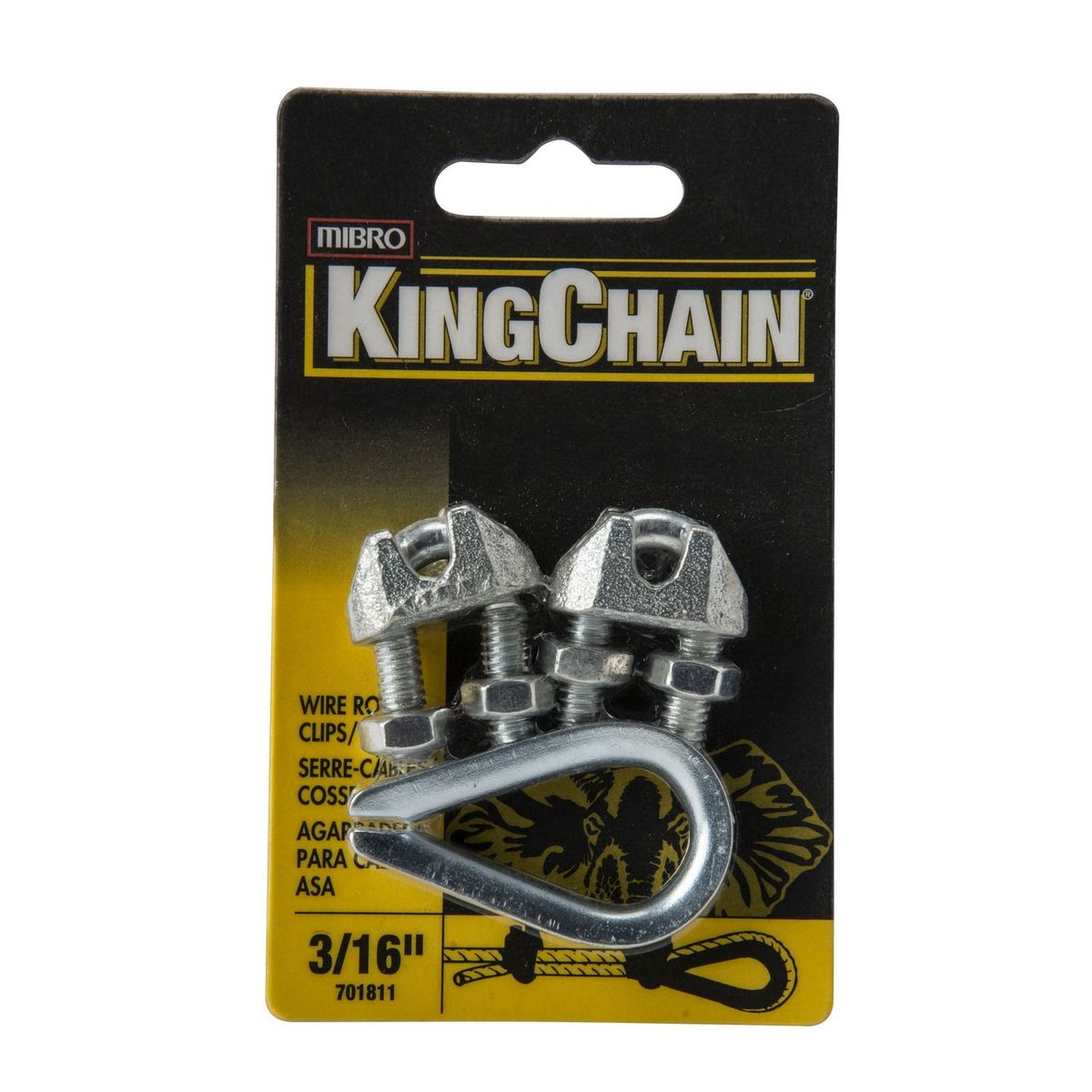 Kingchain - Guardacabos con 2 Nudos para Cable de Acero 3/16"