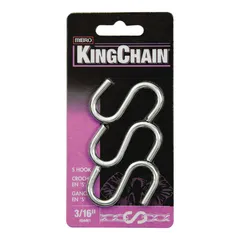 Ganchos en S de zinc 3/16" x 3 pc en tarjeta
