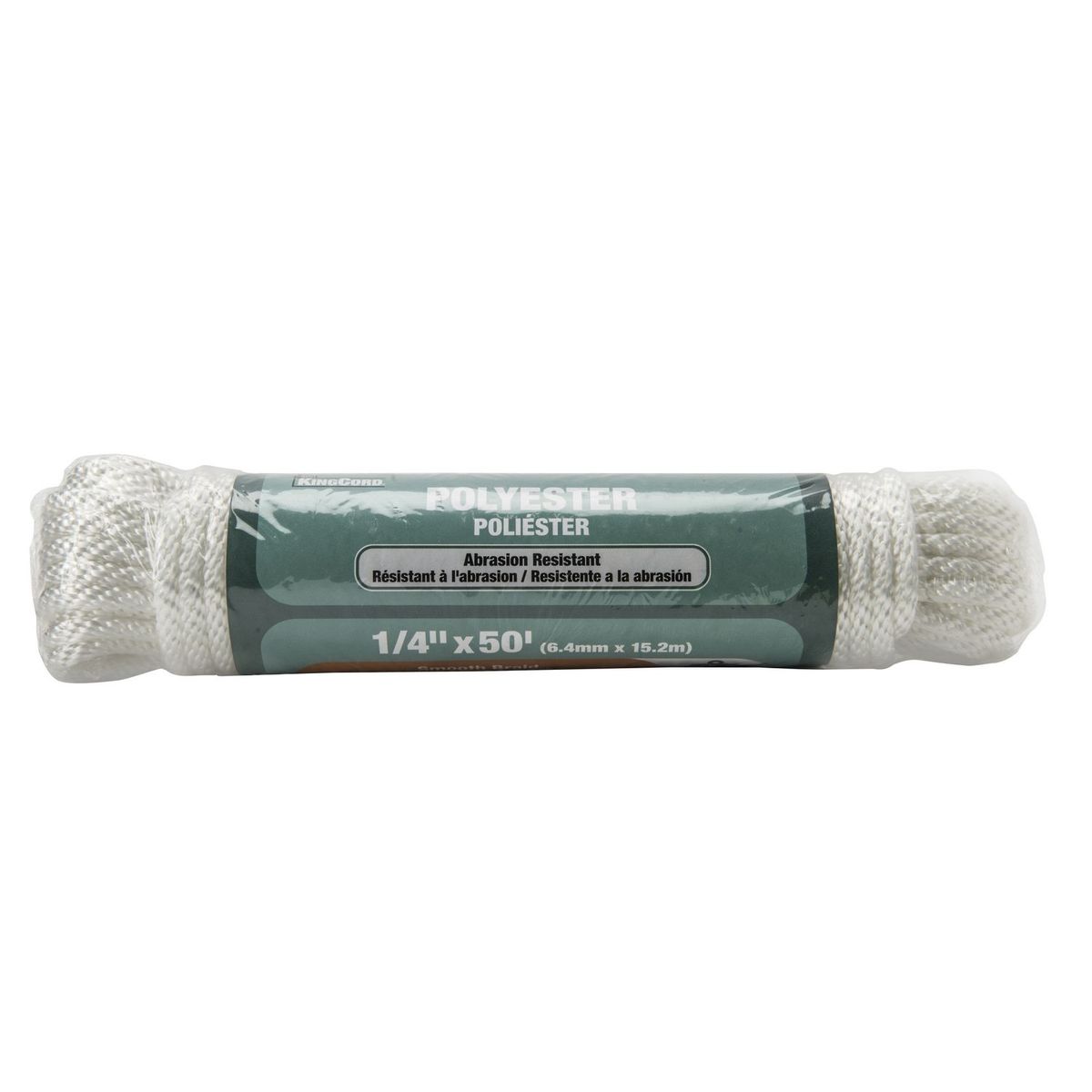 Cuerda de poliéster 1/4" x 15 m blanca, marca Kingcord - Foto Principal