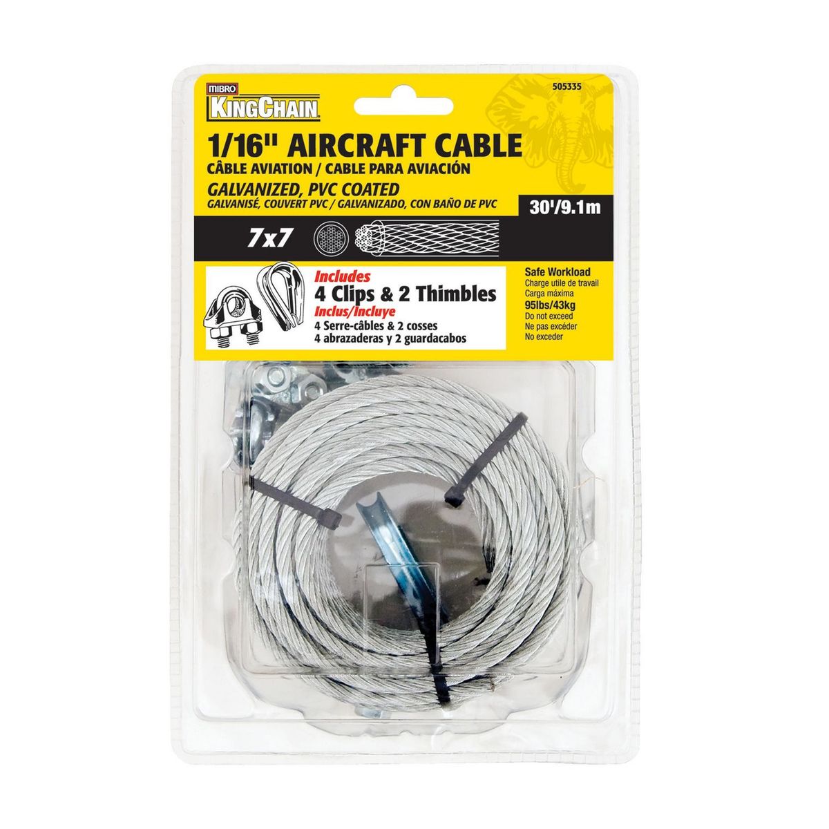 Cadena acero forrado plástico 1/16" x 3/32'' x 9 m, marca Kingchain - Foto Principal