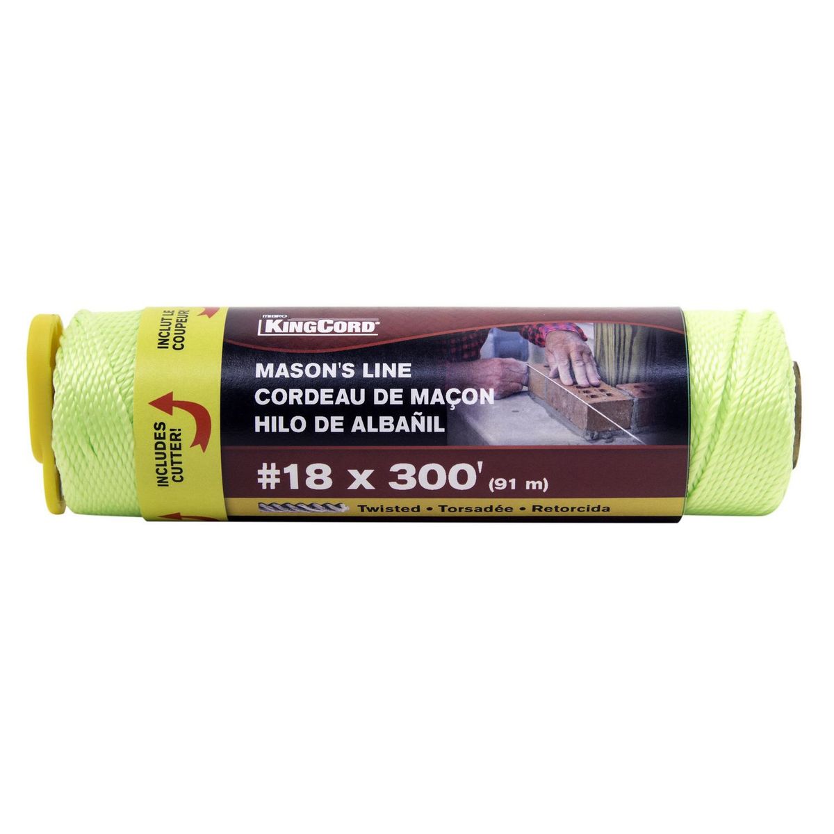 Cuerda p/albañil nylon 18 x 91 m colores surtidos, marca Kingcord - Foto Principal