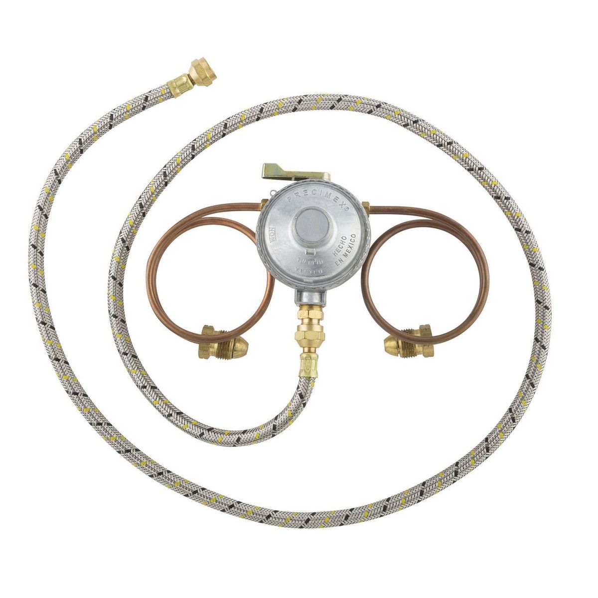 Iusa - Kit Instalación 2 Cilindros Gas LP manguera 1.5M Conexión Pigtail Cobre