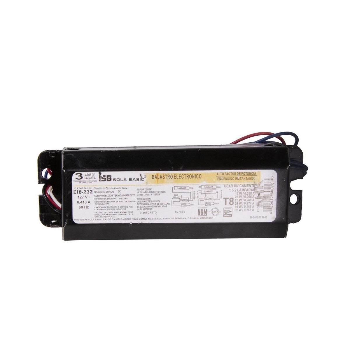Balastro electrónico ei8-232, marca Solabasic - Foto Principal