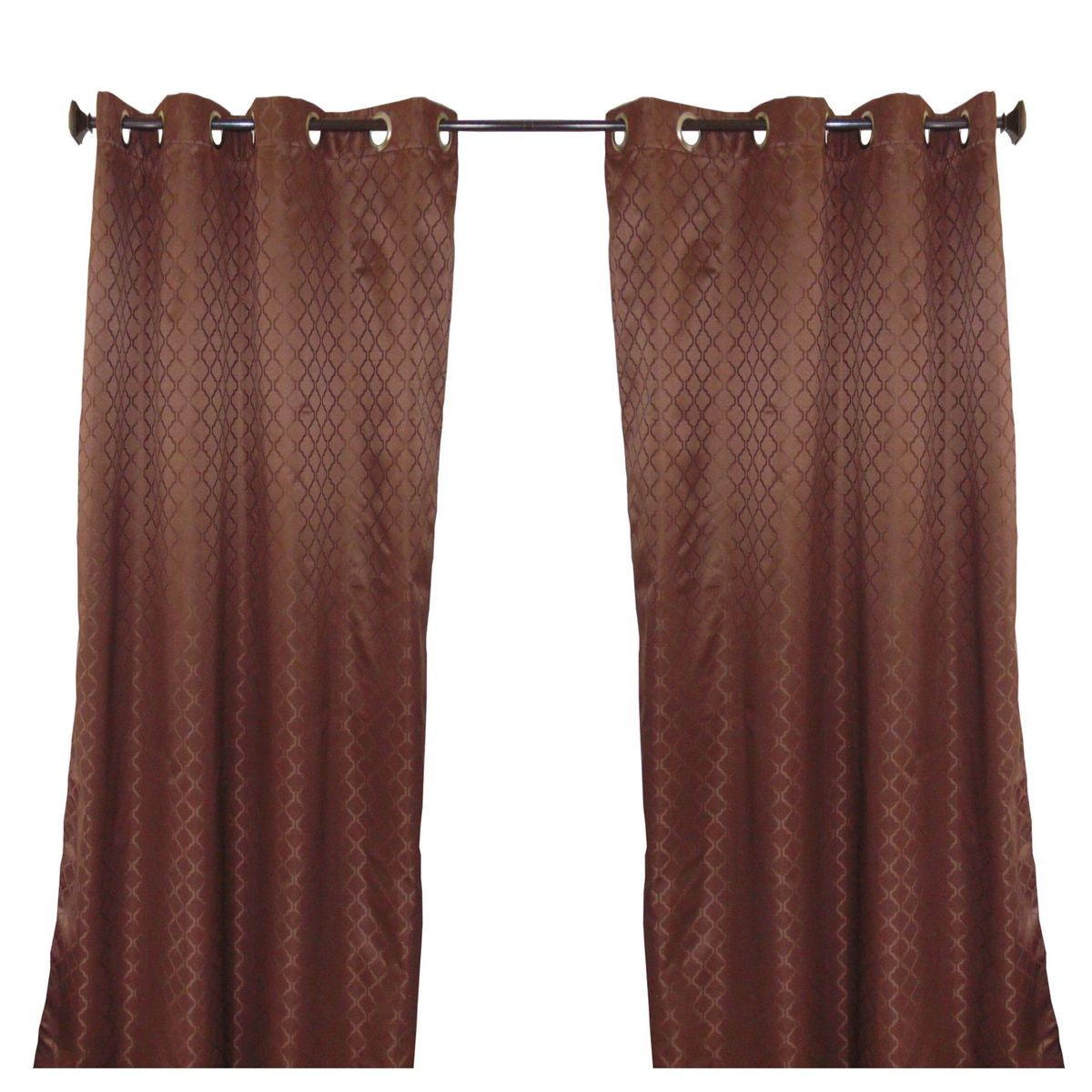 Cortina Bo con aros rombo café 135x220 cm, marca Deco Cortina - Foto Principal
