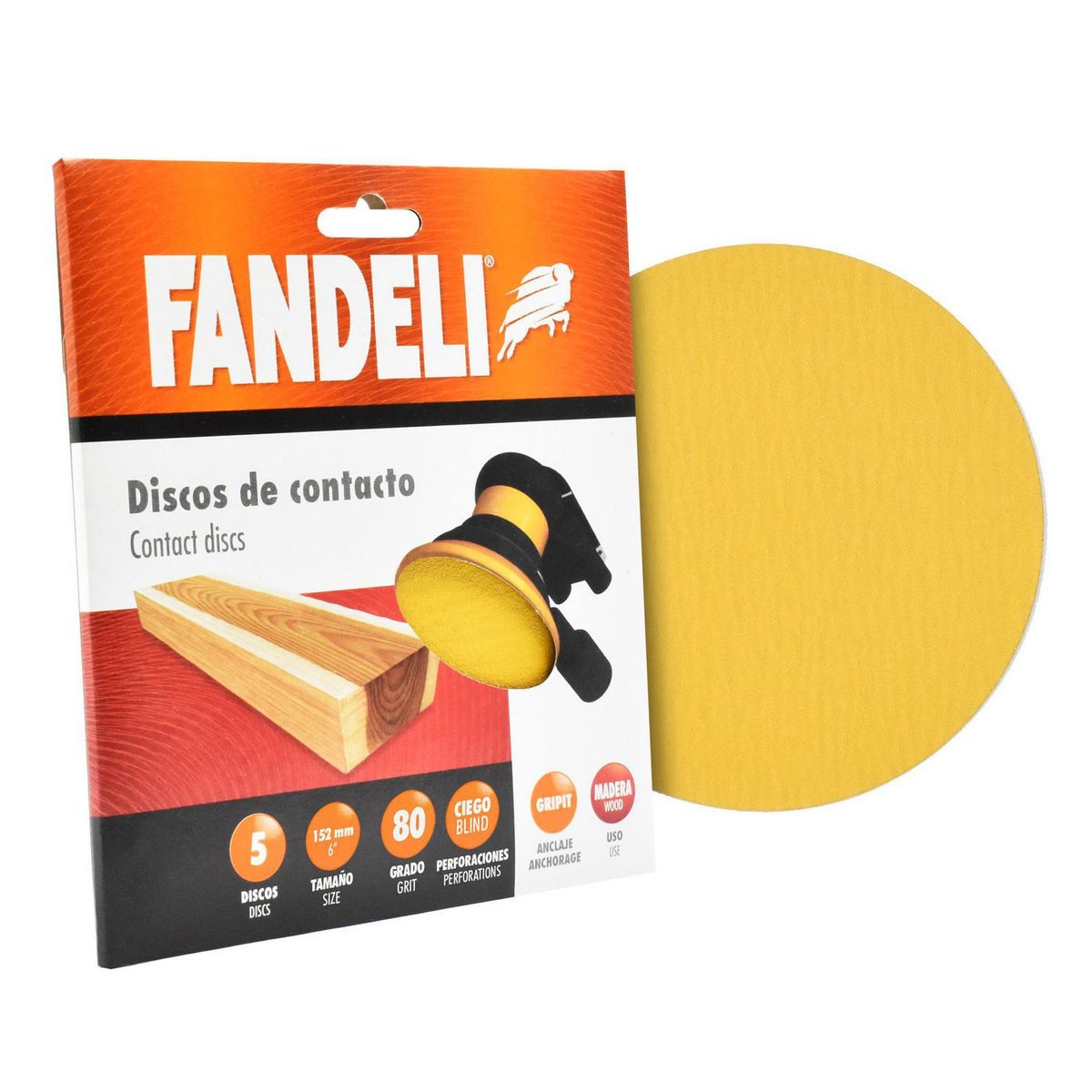 Fandeli - Disco 6" Grado 080P Gripit