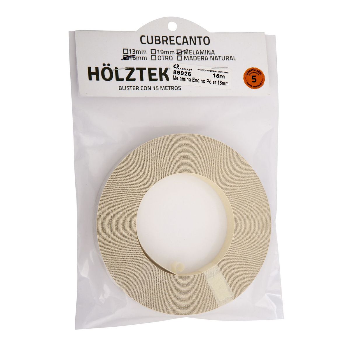 Holztek - Cubrecanto de Melamina 15 m de 16mm Encino Polar