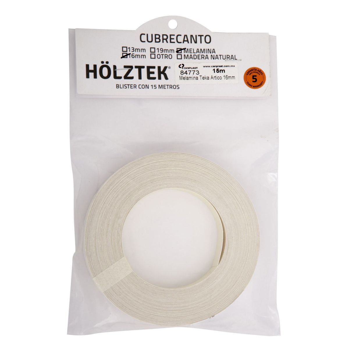 Holztek - Cubrecanto de Melamina 15 m de 16mm Teka Artico