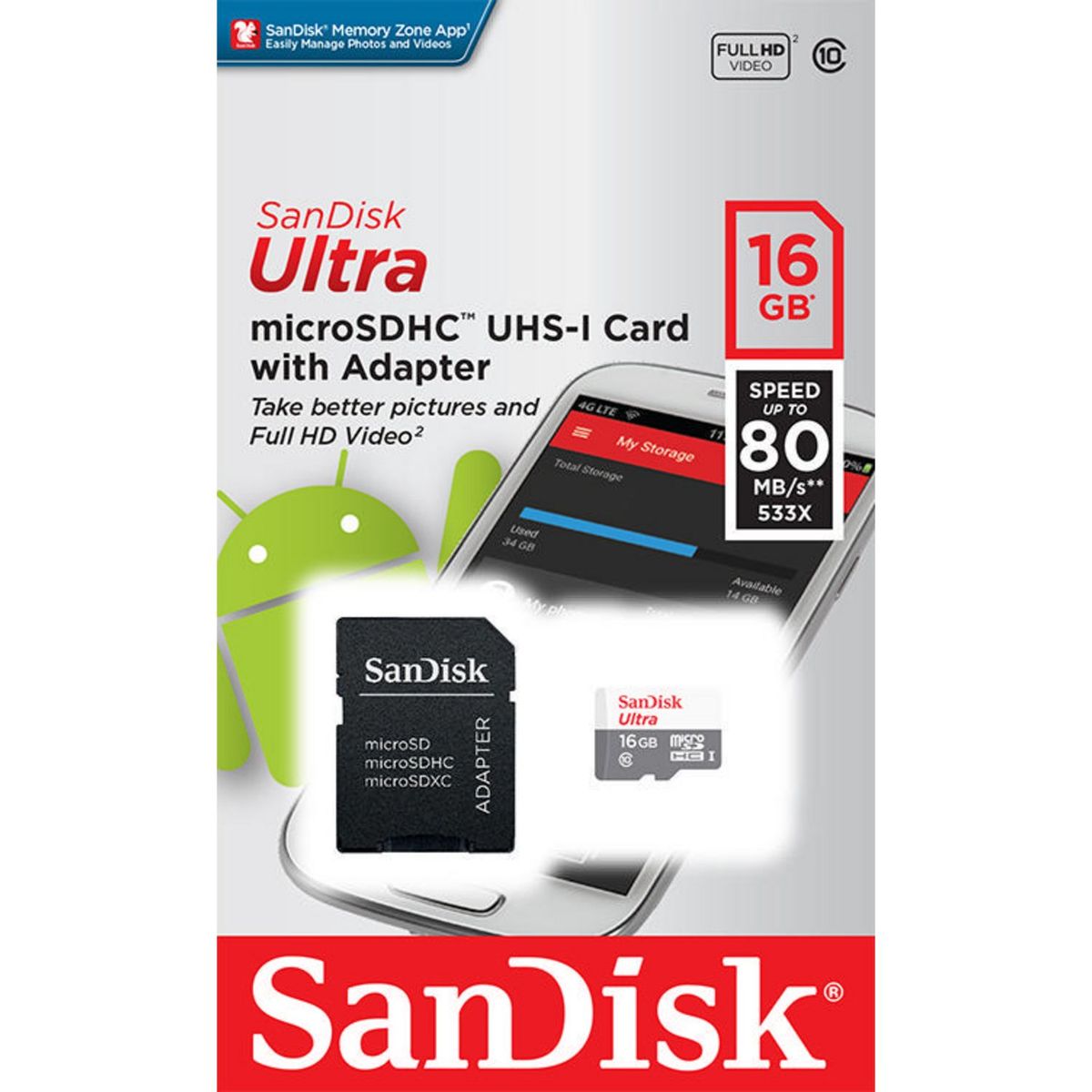 Sandisk - Memoria microSD 16GB