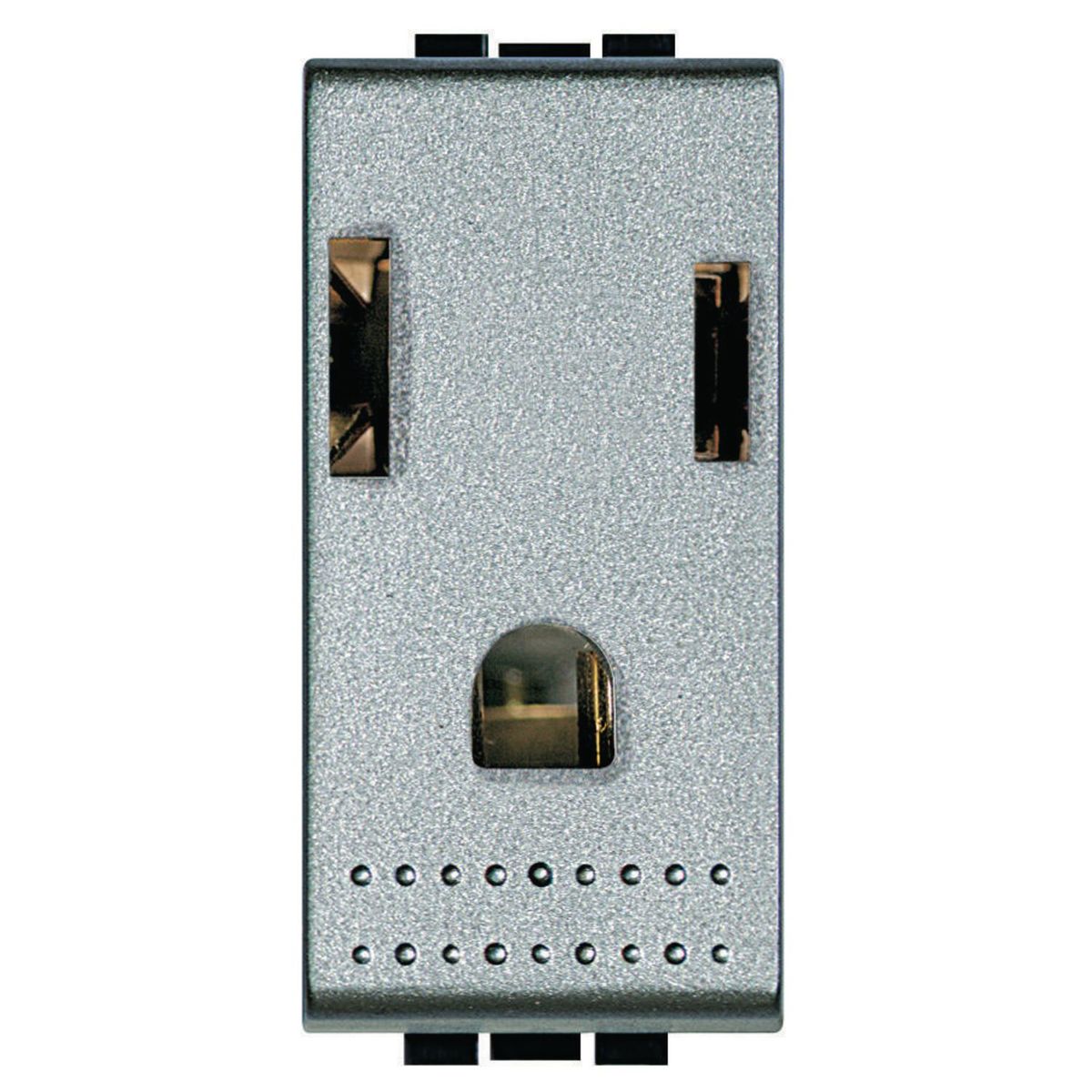 Bticino - Enchufe polarizada aterrizada c/protección infantil 127-277 V gris