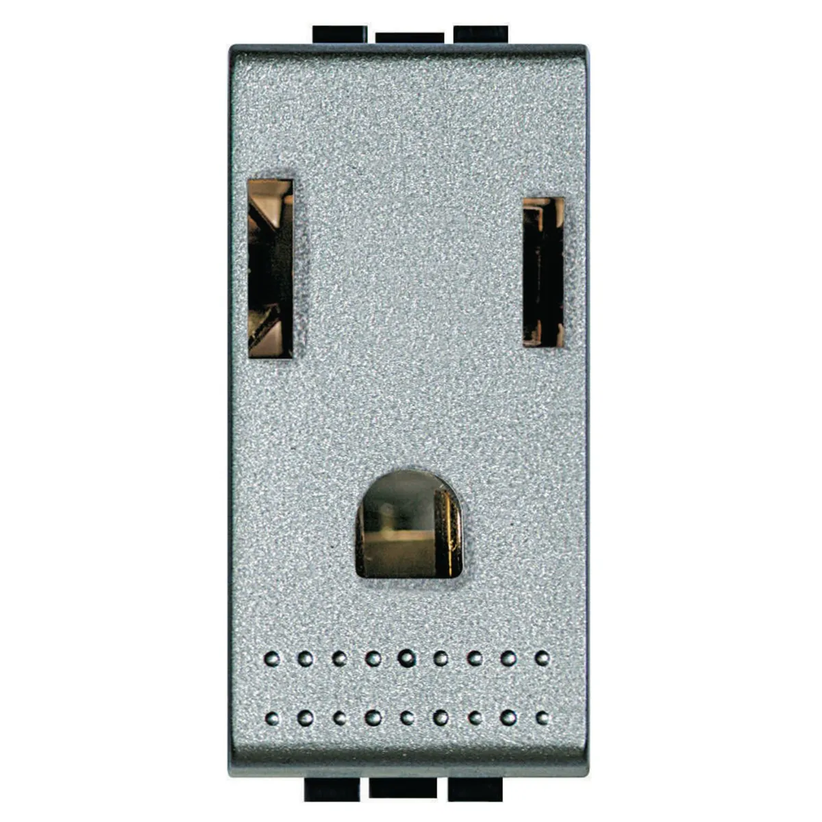 Bticino - Enchufe polarizada aterrizada c/protección infantil 127-277 V gris