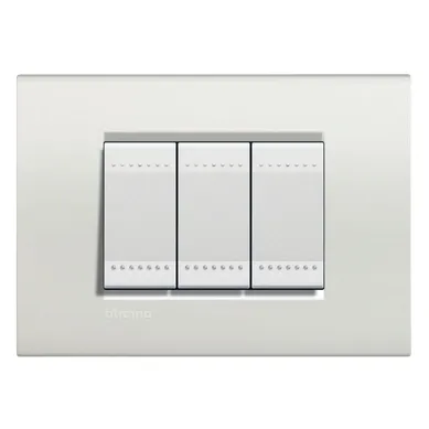 Placa rectangular blanco 3 mdulos c/chass