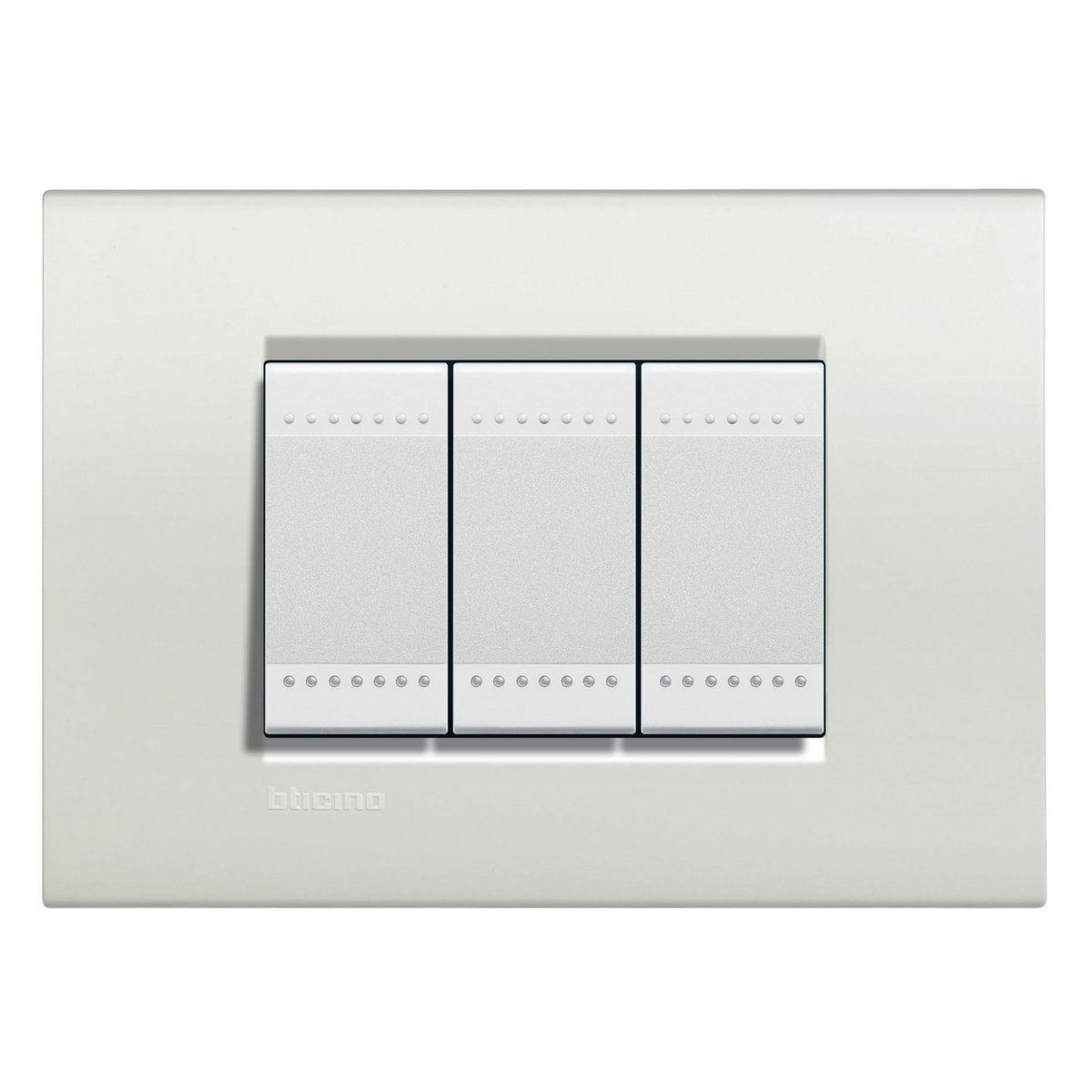 Bticino - Placa rectangular blanco 3 módulos c/chasís