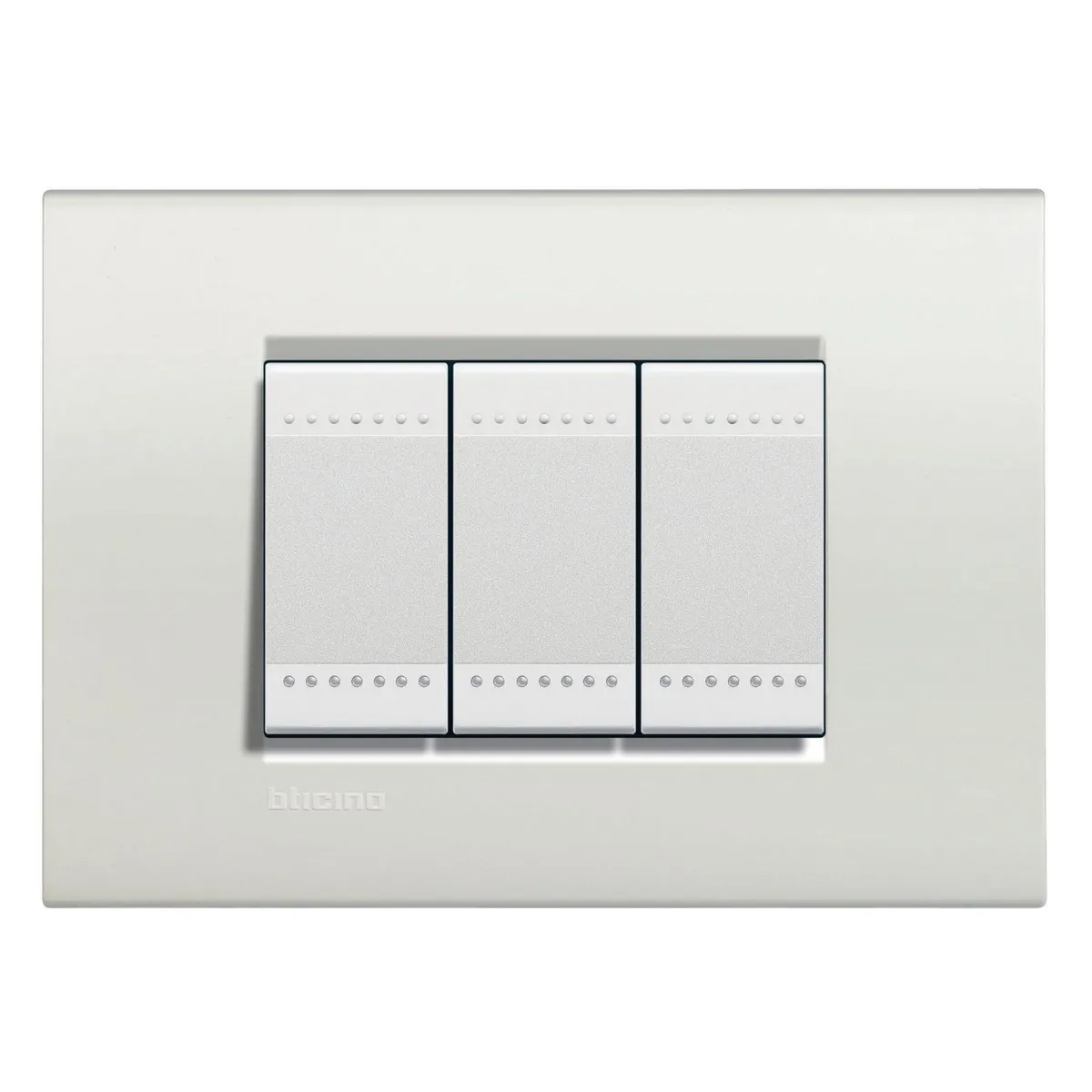 Bticino - Placa rectangular blanco 3 módulos c/chasís
