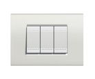 Placa rectangular blanco 3 módulos c/chasís