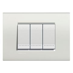 Placa rectangular blanco 3 módulos c/chasís
