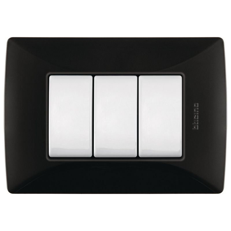 Bticino - Placa ce Resina con Chasis Color Negro Obsidiana 3 Mód.