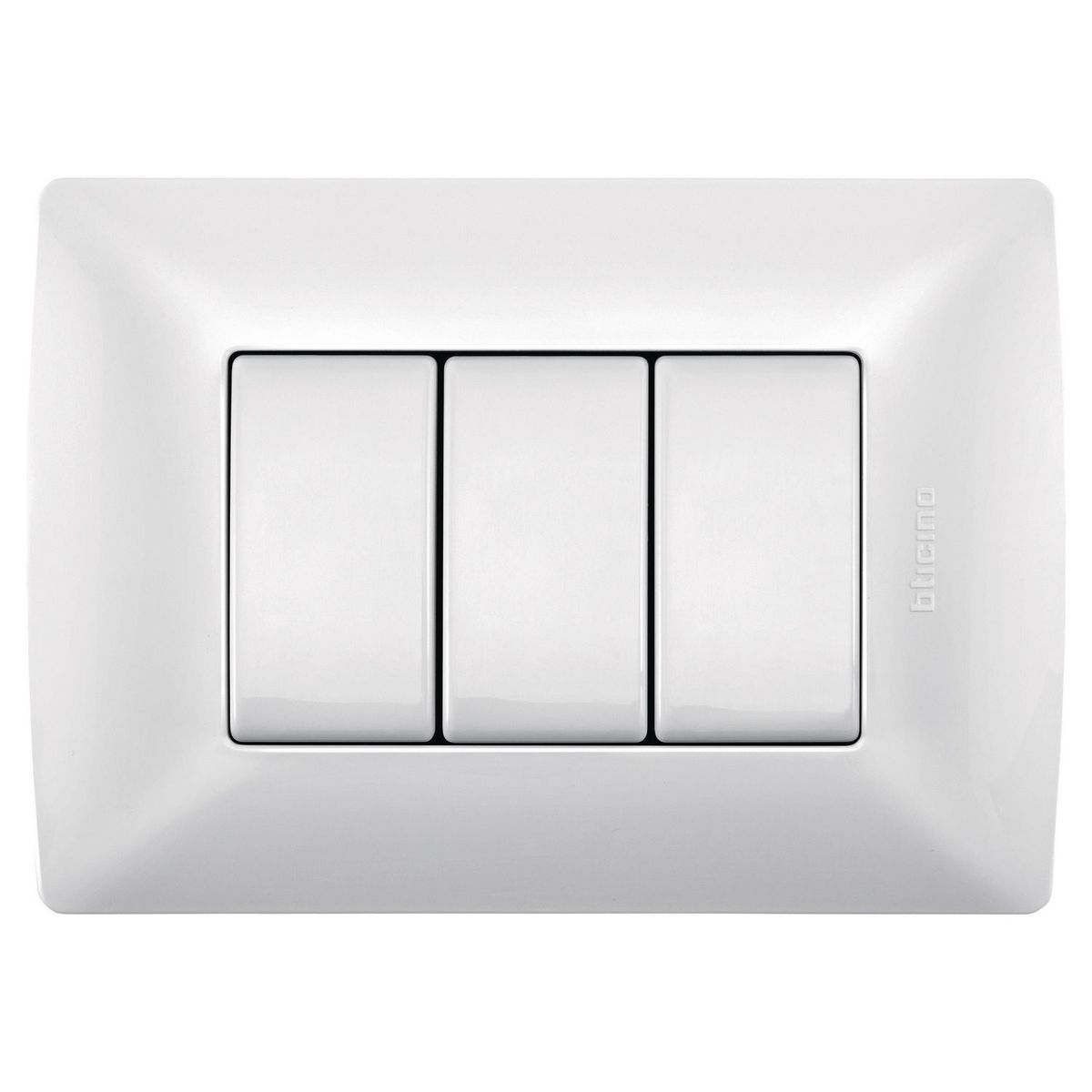 Bticino - Placa Blanco Mérida 3M 2 Interruptor Sencillos y 1 FP
